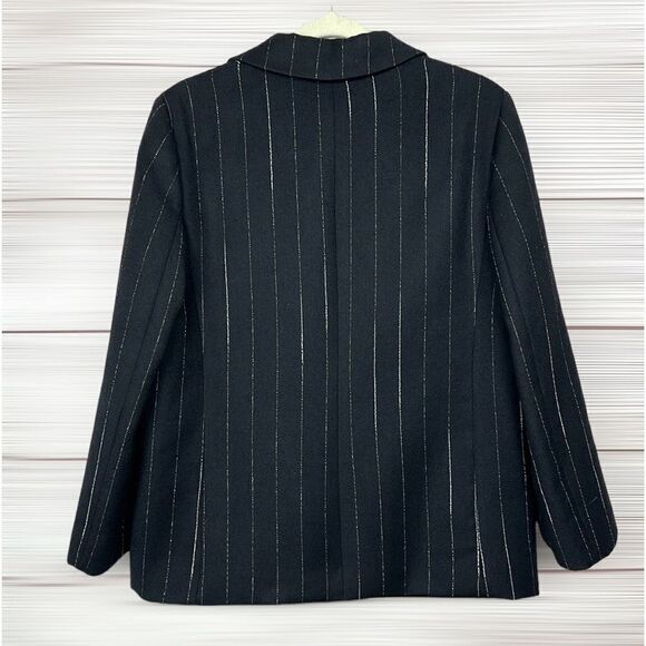 Gianfranco Ferre Studio Italy Wool Blazer Black Striped US 8 - Picture 7 of 13